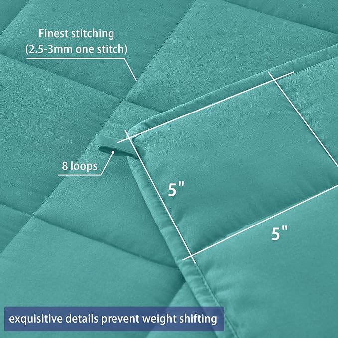 yescool Weighted Blanket for Adults (20 lbs, 60โ x 80โ, Teal) Cooling Heavy Blanket for Sleeping Perfect for 190-210 lbs, Queen Size Breathable Blanket with Premium Glass Bead, Machine Washable