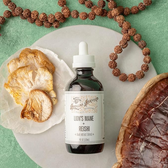 Hodgins Harvest Organic Lion’s Mane + Reishi Tincture | Made with Mushrooms Grown On Our Farm in The USA | Dual Extract | Extra-Concentrated (4 fl oz)-FlexoryFit