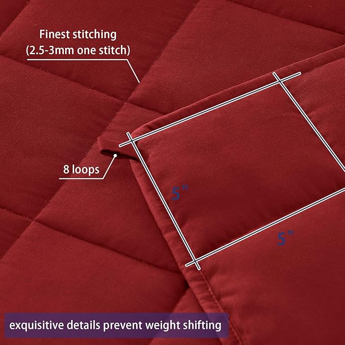 King Size Weighted Blanket for Adults (30 lbs, 80โ x 87โ, Red) Cooling Heavy Blanket for Sleeping Perfect for 290-310 lbs, Breathable Blanket for Adults & Couple All Season, Machine Washable