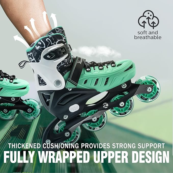 Inline Skates for Kids and Adult, Adjustable Fun Illuminating Skates for Girls, Boys, Women and Men Outdoor and Indoor, Beginner-FlexoryFit