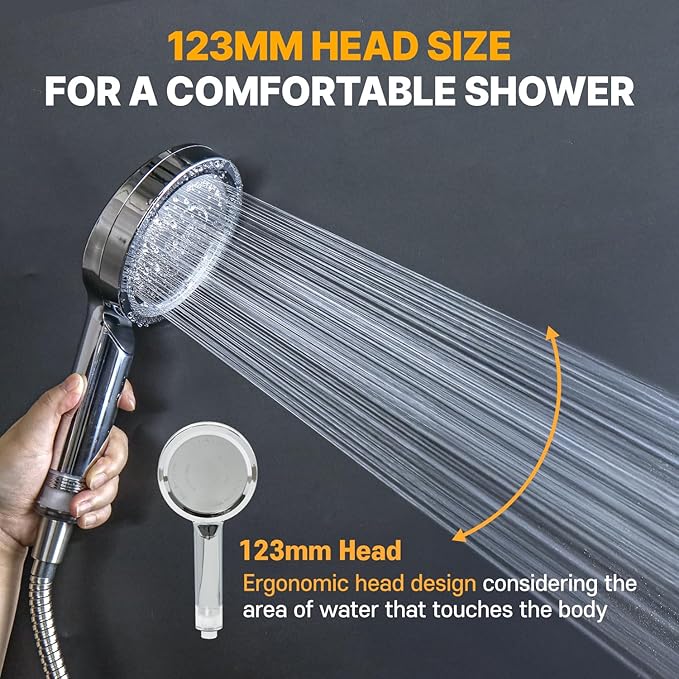 Premium Filter Showerhead Designed With Korea's Luxury Beauty Philosophy - Carbon Composite Filter | Single 1 month Set (Hose, Mount, Teflon Tape, Wrench) (JNE300C-SET-SNG)