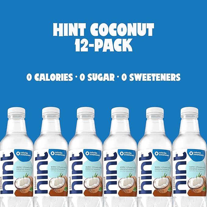 Hint Fruit-Infused Bottled Water, Coconut - Sugar Free Flavored Water with Zero Calories, Naturally Flavored, and No Artificial Sweeteners - 16 Fl Oz (Pack of 12)-FlexoryFit