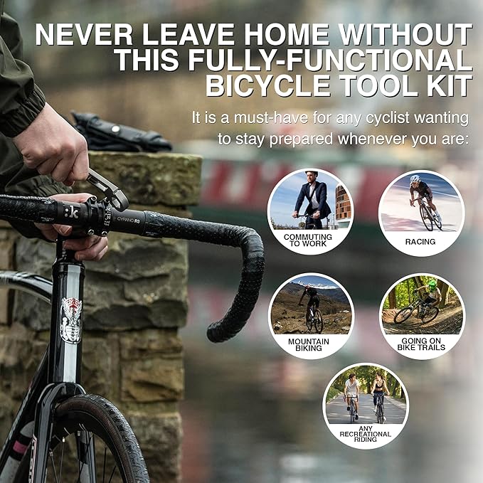 FULL WINDSOR -The Nutter Bicycle Multi Tool–Portable Cycling Repair Kit for MTB, Road & Dirt Bikes – Includes Spanner, Magnetic Bit, Tire Levers & Bottle Opener–Compact Black Case for On-the-Go Fixes