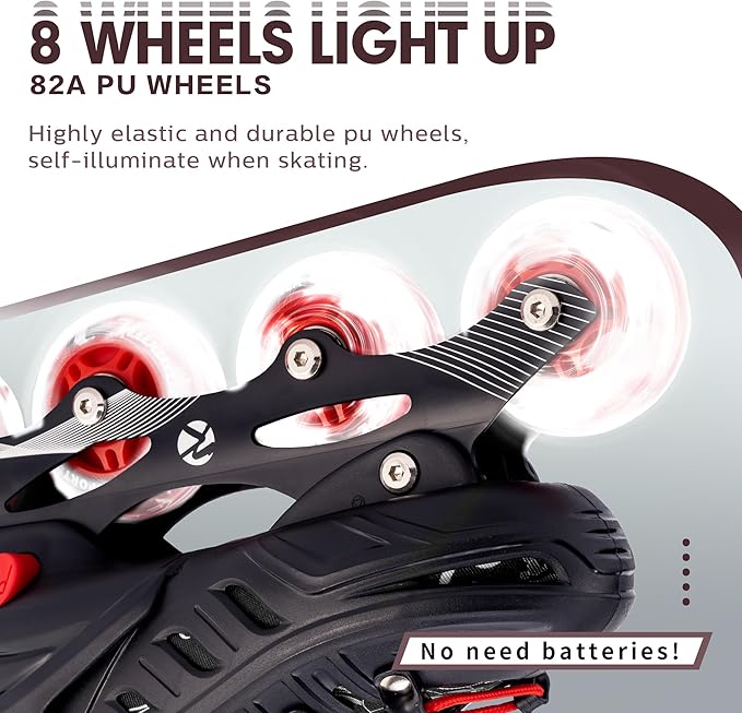 Inline Skates for Kids and Adult, Adjustable Fun Illuminating Skates for Girls, Boys, Women and Men Outdoor and Indoor, Beginner-FlexoryFit