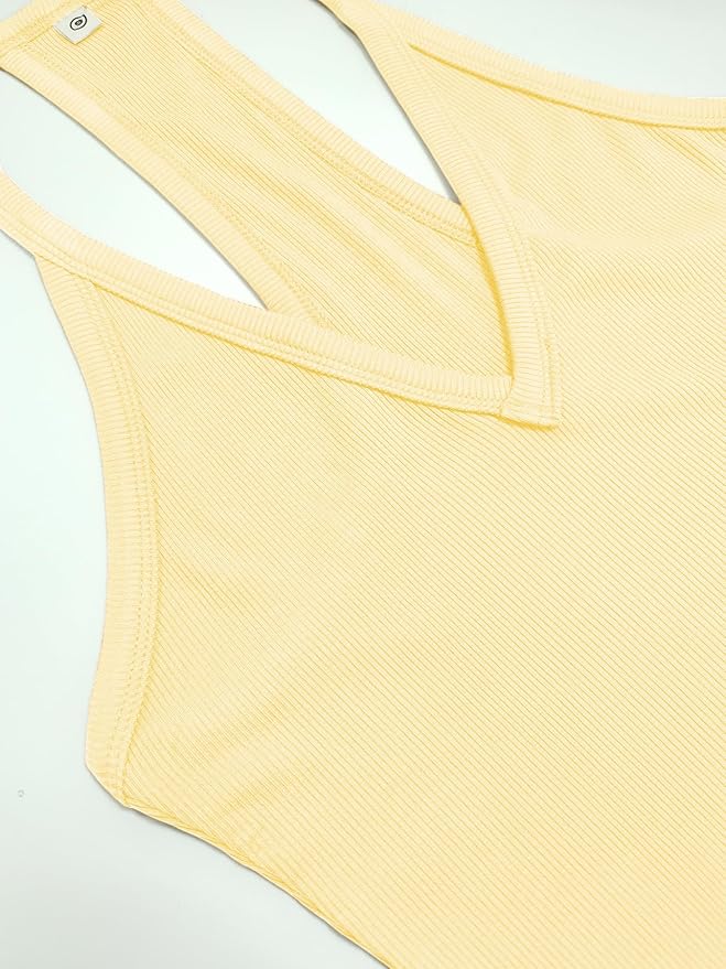 iGENJUN Workout Tops for Women Racerback Basic Tank Summer 2025 Camisole V Neck Slim Fit Ribbed Sleeveless-FlexoryFit
