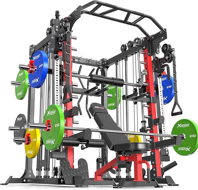 Power Cage,1600lbs Multi-Function Power Rack with Adjustable Cable Crossover System and More Training Attachment, Weight Cage for Home Gym-FlexoryFit
