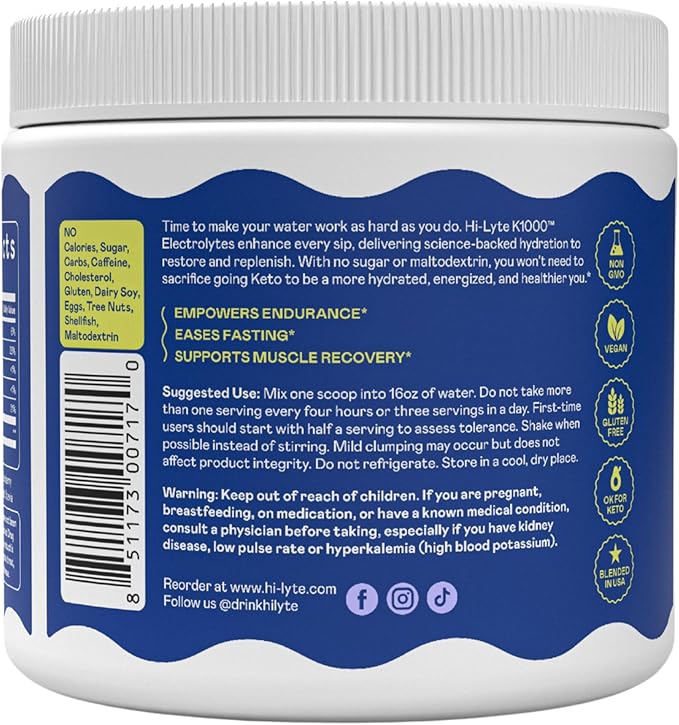 Hi-Lyte Keto K1000 Electrolyte Powder | Raspberry Lemon | Hydration Supplement Drink Mix | Boost Energy & Beat Leg Cramps | No Sugar, No Maltodextrin | 50 Servings-FlexoryFit
