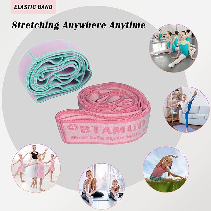 2 PCS Stretch Strap for Kids Dance Elastic Band for Children Gymnastics Stretching Strap Kids Stretching Bands Multi-Loop Adjustable Exercise Bands Stretching Resistance Ballet Bands -8 Loops-FlexoryFit
