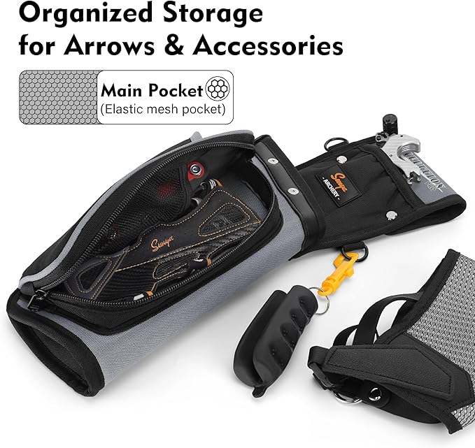 SUNYA X510 Field & Competition Hip Arrow Quiver | 3-Slot Noise-Free Archery Quiver with Sturdy Storage System (42x18cm)