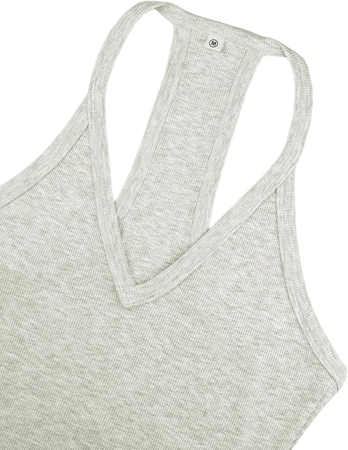iGENJUN Workout Tops for Women Racerback Basic Tank Summer 2025 Camisole V Neck Slim Fit Ribbed Sleeveless-FlexoryFit