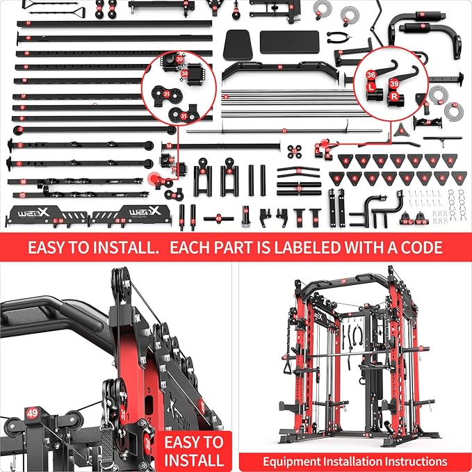 Power Cage,1600lbs Multi-Function Power Rack with Adjustable Cable Crossover System and More Training Attachment, Weight Cage for Home Gym-FlexoryFit