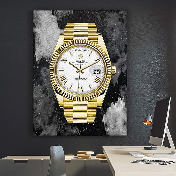 SuccessHunters Luxury Gold Watch Canvas Print Office Wall Decoration Home Decor Modern Art Prints Inspiration Motivation Inspire Entrepreneur Quote Inspirational Motivational House Decal (40" x 30")