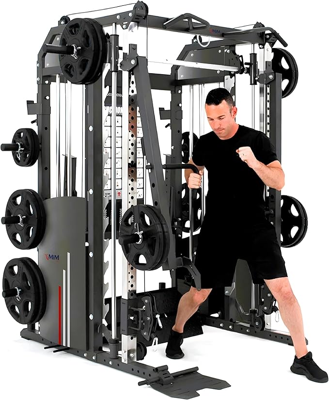 MiM USA Hercules EX, Commercial All in One Gym Machine w/400 lb Weight Stack, Adj Bench, Jammer Arms, Leg Press, Leg Extension, Arm Curl, LAT Seat & Complete Attachment-FlexoryFit