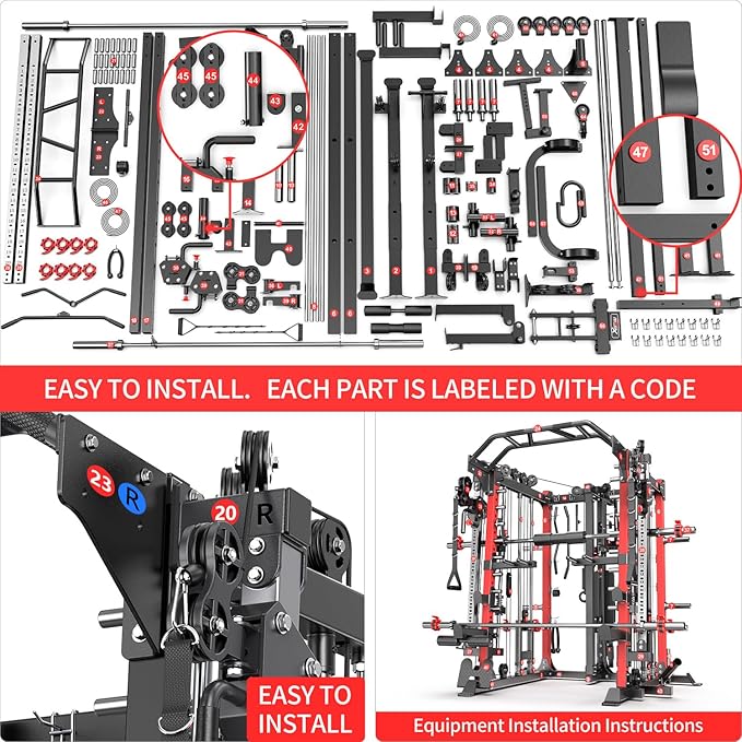 Power Cage,1600lbs Multi-Function Power Rack with Adjustable Cable Crossover System and More Training Attachment, Weight Cage for Home Gym-FlexoryFit