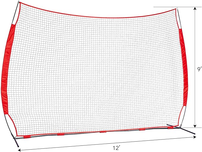 ZELUS Collapsible Barricade Backstop Net 12x9 ft, Net for Lacrosse, Baseball, Basketball, Soccer, Field Hockey and Softball Practice Barrier, Portable Hitting Net for Backyard, Park, with Carry Bag