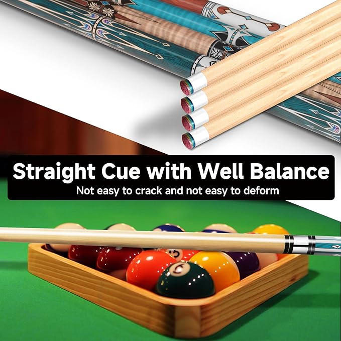 HomeSeason Pool Cue Stick 57" Billiard Cue Sticks Professional Low Deflection Pool Sticks-FlexoryFit