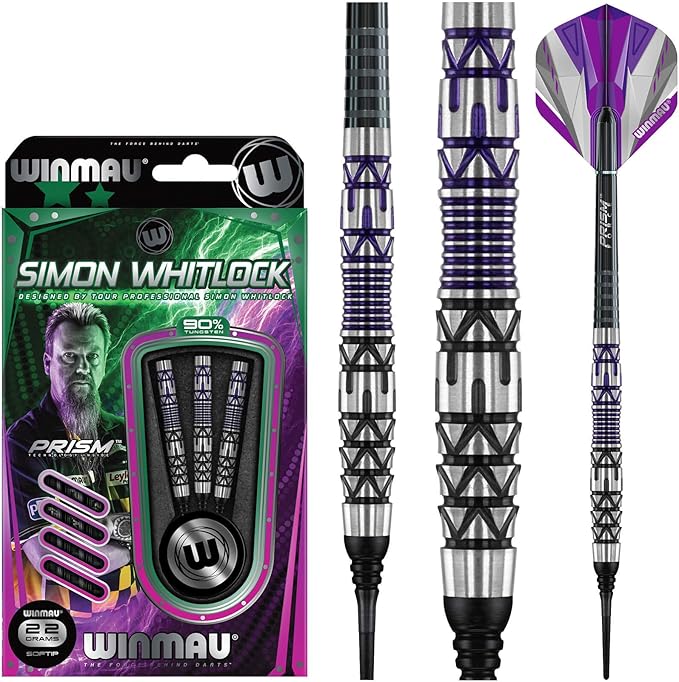 Winmau Simon Whitlock Dynamic Special Edition Tungsten Darts Set with Flights and Stems (Shafts)