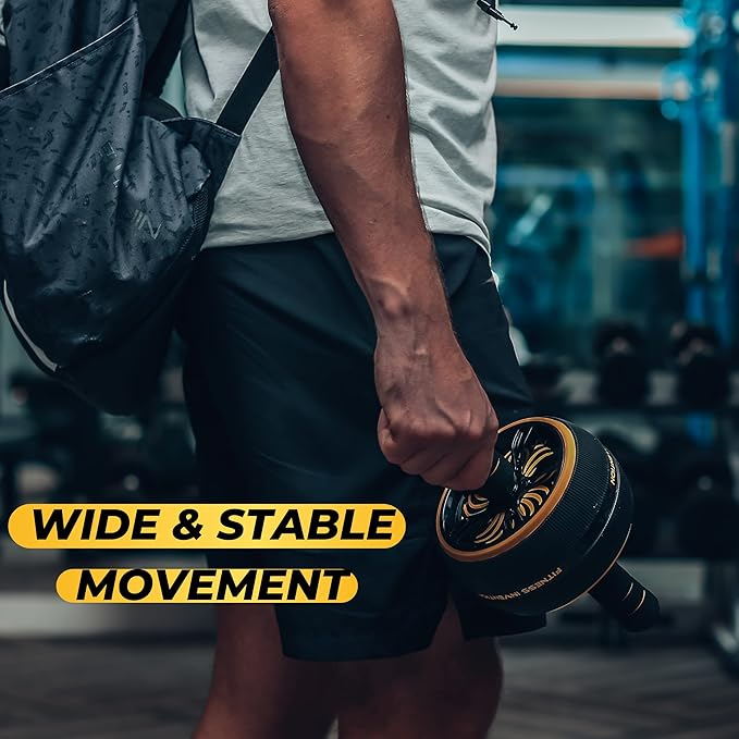 Ab Roller Wheel - Ab Wheel Roller & Knee Mat - Rueda Para Abdominales - Abdominal Wheel - Abs Roller for Men & Women - Home Gym Equipment-FlexoryFit