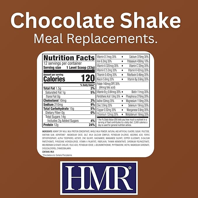 HMR 120 Shake Meal Replacement Powder | Chocolate Shake Mix to Support Healthy Weight Loss | 12g of Protein | Nutritional Drink | Low Calorie Food | 2 Pack (choc/choc), 12 Servings Each-FlexoryFit