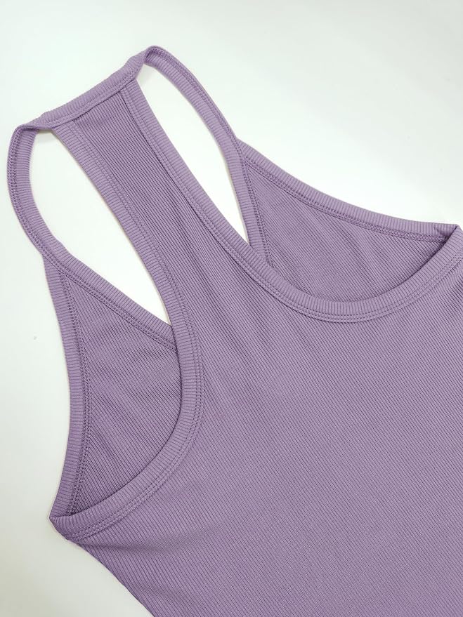 iGENJUN Workout Tops for Women Racerback Basic Tank Summer 2025 Camisole V Neck Slim Fit Ribbed Sleeveless-FlexoryFit