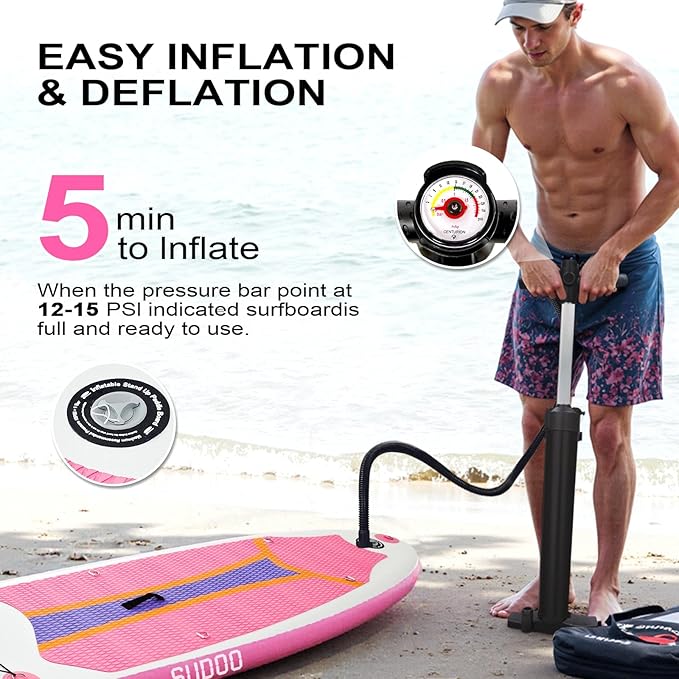 Inflatable Stand Up Paddle Board 10โx30โโ- Ultra-Light SUP with Backpack, Pump, Paddle, Coil Leash, 3 Fins, Repair Kit, Stable Design, Non-Slip EVA Deck for Adults & Youth