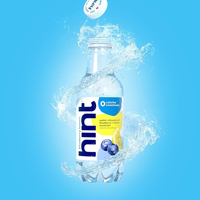 Hint Water Blueberry Lemon, Pure Water Infused with Blueberries & Lemons, Zero Sugar, Zero Calories, Zero Sweeteners, Zero Preservatives, Zero Artificial Flavors, 16 Fl Oz (Pack of 12)-FlexoryFit