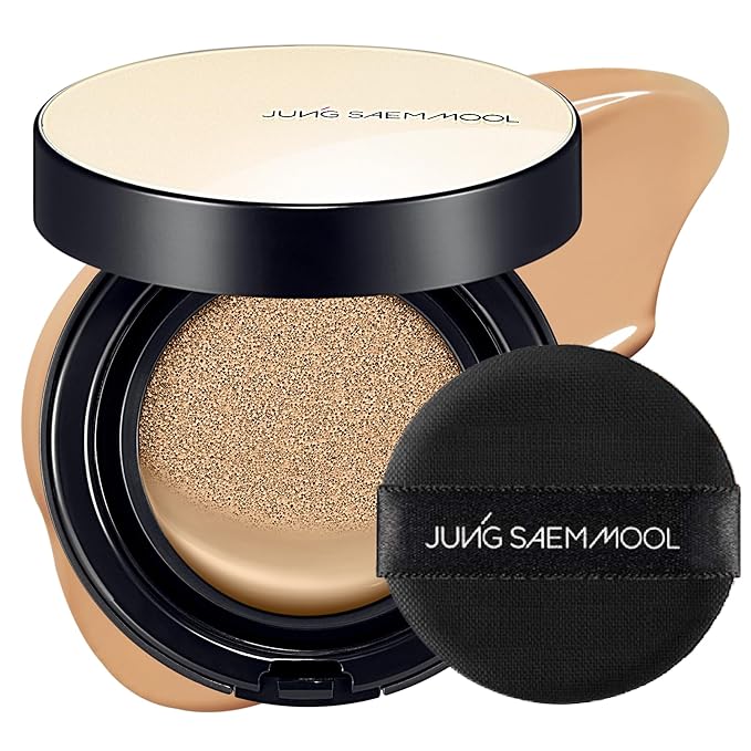 JUNG SAEM MOOL Essential Skin Nuder Cushion 25W Latte 0.49 Fl Oz, No Refill, Natural Radiant Finish Cushion Foundation with Buildable Coverage, Lightweight Texture, Korean Foundation Makeup-FlexoryFit