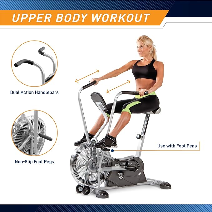 Marcy Air-Resistance Exercise Fan Bike With Dual Acction Handlebars-FlexoryFit