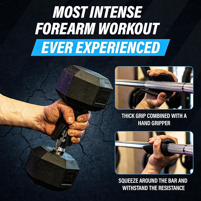Vikingstrength Grip strength trainer Thick Grip - Combines Hand Exerciser Squeeze with Thick Grip, New Ultimate Forearm Strengthener, Patented Design, Enhances Grip Strength & Endurance, Fits All Bars, Barbells, & Dumbbells-FlexoryFit
