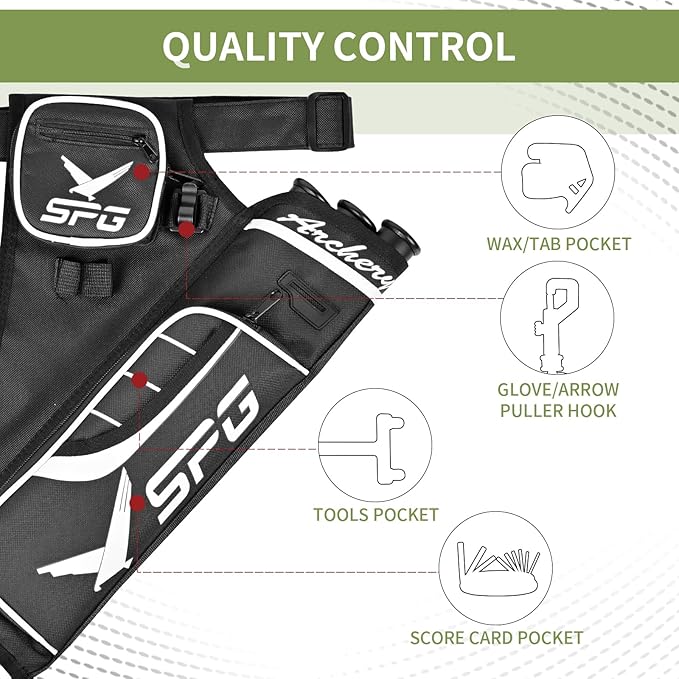 SPG Arrow Quiver Archery Hip Quiver, Durable Adjustable Waist Belt Three Arrows Tube for Arrow Storage Compound Bow Recurve Bow Accessories