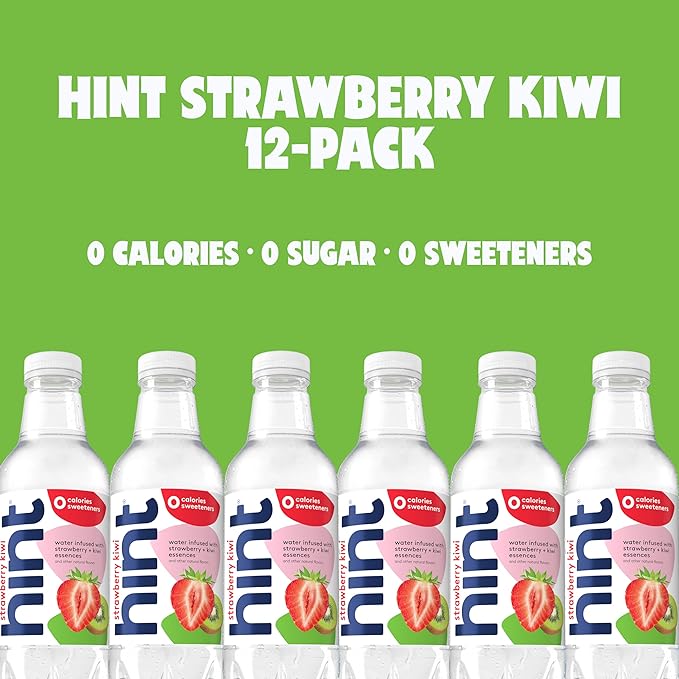 Hint Fruit-Infused Bottled Water, Strawberry Kiwi - Sugar Free Flavored Water with Zero Calories, Naturally Flavored, and No Artificial Sweeteners - 16 Fl Oz (Pack of 12)-FlexoryFit