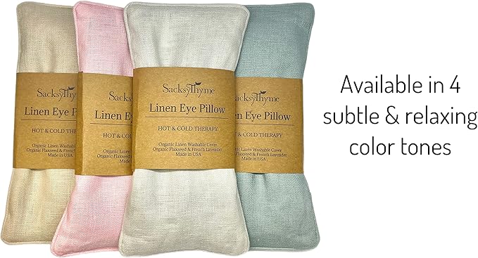 Organic Linen Eye Pillow - Lavender & Flaxseed for Relaxation, Yoga, Stress Relief - Microwavable Heating Pad & Cool Compress - Made in USA - Gifts for Meditation-FlexoryFit