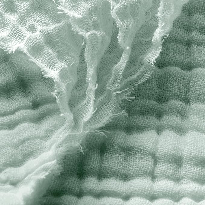 Carriediosa 100% Cotton Muslin Throw Blanket 66" X 90" Twin XL Size,4-Layers Summer Gauze Throws for Bed Couch,Soft Lightweight Breathable Linen Blankets Bedspread for Adults All Season,Sage Green