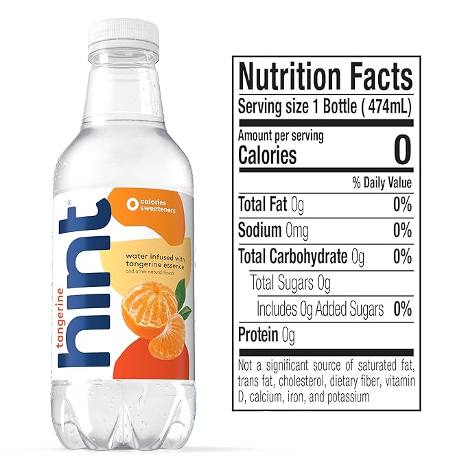Hint Fruit-Infused Bottled Water, Tangerine - Sugar Free Flavored Water with Zero Calories, Naturally Flavored, and No Artificial Sweeteners - 16 Fl Oz (Pack of 12)-FlexoryFit