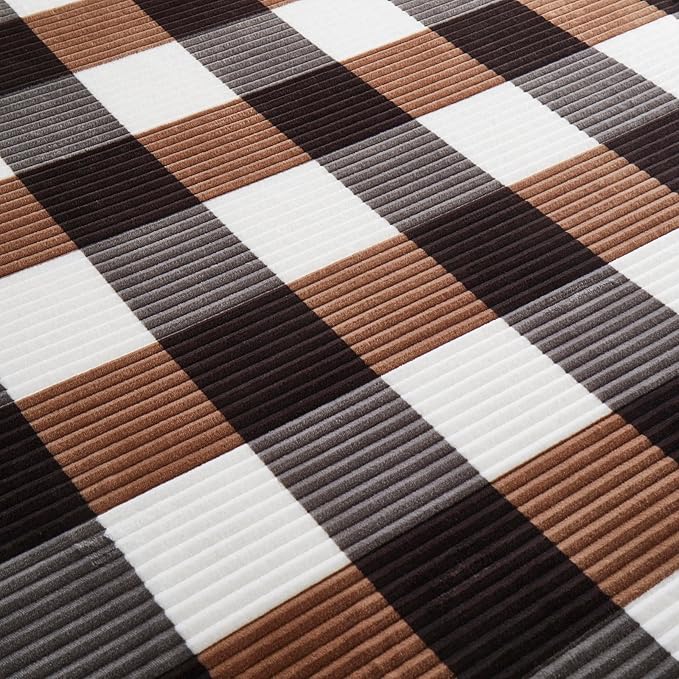 PU MEI Sherpa Blanket Twin Plaid Thick Bed Blanket, 60”*80” Super Soft Flannel Fuzzy Fleece Reversible Velvet Plush Warm Blanket for Couch(Brown-Check, 60"*80")