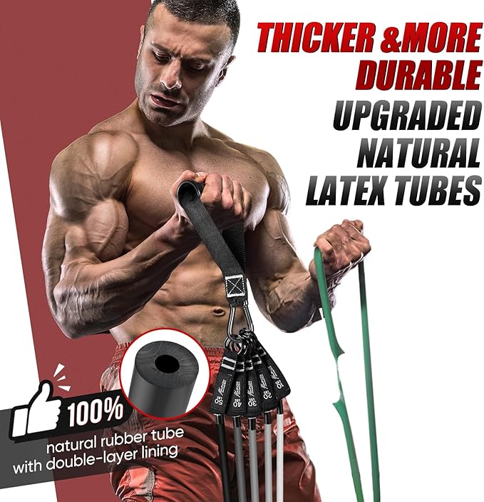 HPYGN Resistance Bands, Exercise Bands for Working Out, Workout Bands Men, Fitness Band with Handle, Door Anchor, Home Gym Equipment for Musle Training, Physical Therapy, Strength Training, Shape Body-FlexoryFit