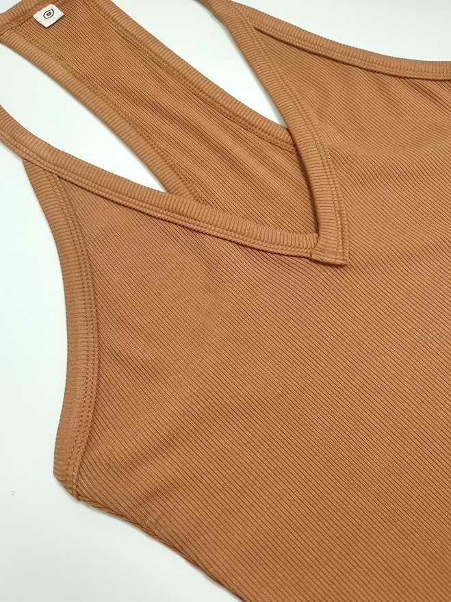 iGENJUN Workout Tops for Women Racerback Basic Tank Summer 2025 Camisole V Neck Slim Fit Ribbed Sleeveless-FlexoryFit