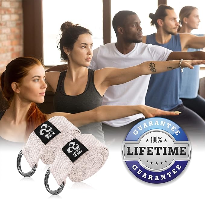 2-PACK or 5-PACK Yoga Exercise Adjustable Straps 8Ft | BONUS eBook | with Durable D-Ring For Pilates & Gym Workouts | Hold Poses, Stretch, Improve Flexibility & Maintain Balance-FlexoryFit