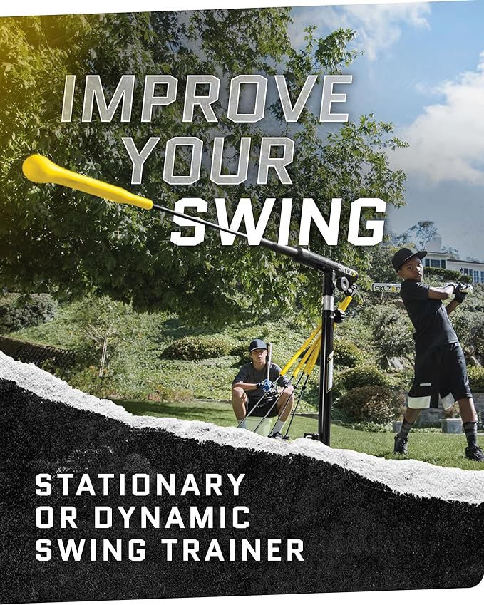 SKLZ Hurricane Batting Swing Trainer for Baseball & Softball - Durable Swing Arm - 4 Power Band System - High-Visibility, Anti-Dent Target Ball Head - Screw-in Base Legs, Metal Stakes & Carry Bag-FlexoryFit