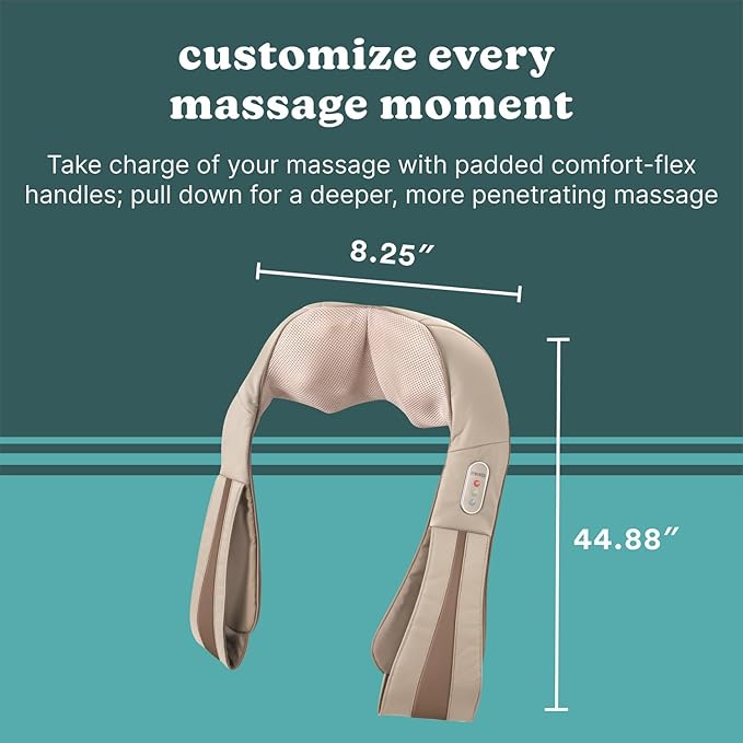 HoMedics Shiatsu Deluxe Neck & Shoulder Massager with Heat | Shiatsu Massager, 3 Speeds, Changes Direction | Muscle Kneading for Neck, Shoulders, Back, & Legs, Portable, Convenient Straps | Thera-P-FlexoryFit