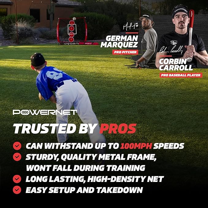 PowerNet Pitching Bundle, Baseball Net with Pitch Perfect Targets & Strike Zone Attachment, Weighted Ball, Softball Baseball Training Equipment to Increase Pitching Accuracy, 3 Net Sizes-FlexoryFit