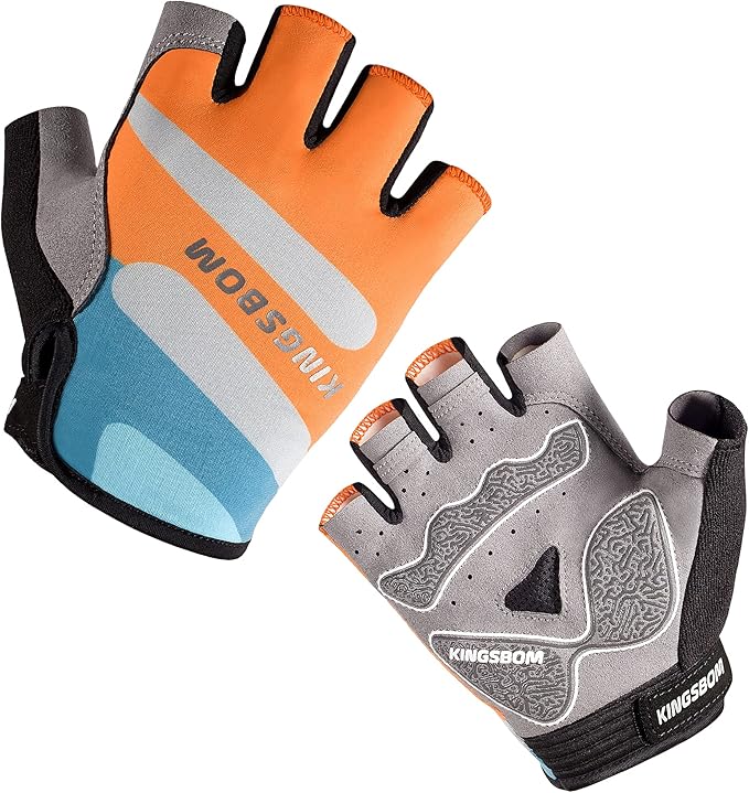 KINGSBOM Breathable Cycling Gloves, Shock-Absorbing Bike Gloves with Light Silicone Gel Pad, Anti-Slip Bicycle Gloves for Men and Women-FlexoryFit