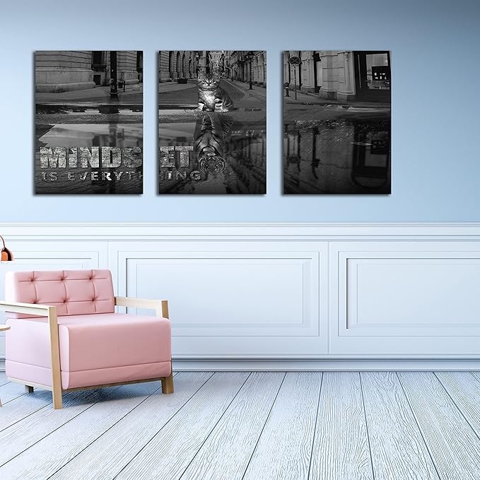 3 Panels Motivational Canvas Wall Art Inspirational Wall Art Entrepreneur Quotes Poster Print Artwork Painting Picture for Framed Home Decoration Living Room office bedroom 36''W x 16''H-FlexoryFit