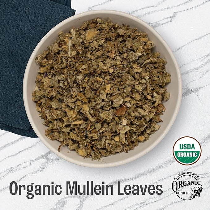 J Mac Botanicals Organic Mullein Leaves (16 oz) Certified USDA Organic. Loose Leaf Mullein Herbal Tea-FlexoryFit