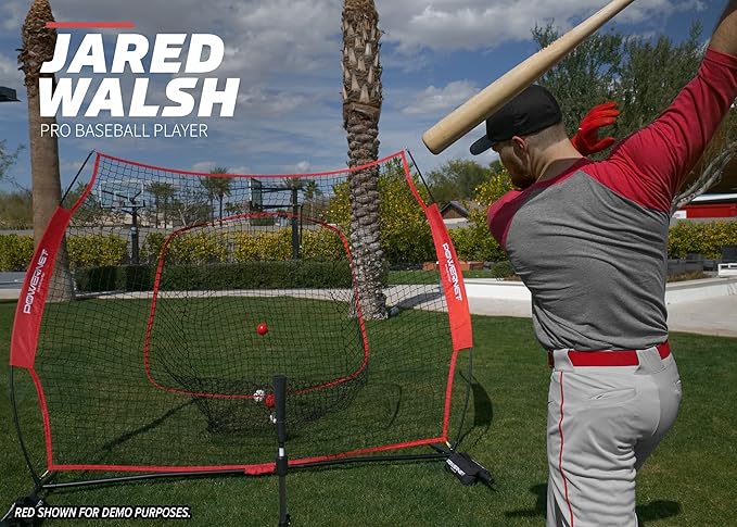 PowerNet Baseball Softball Practice Net 7x7 with Baseball Accessories for Practice Pitching, Batting & Fielding, Ball Caddy, Weighted Baseballs, Tee