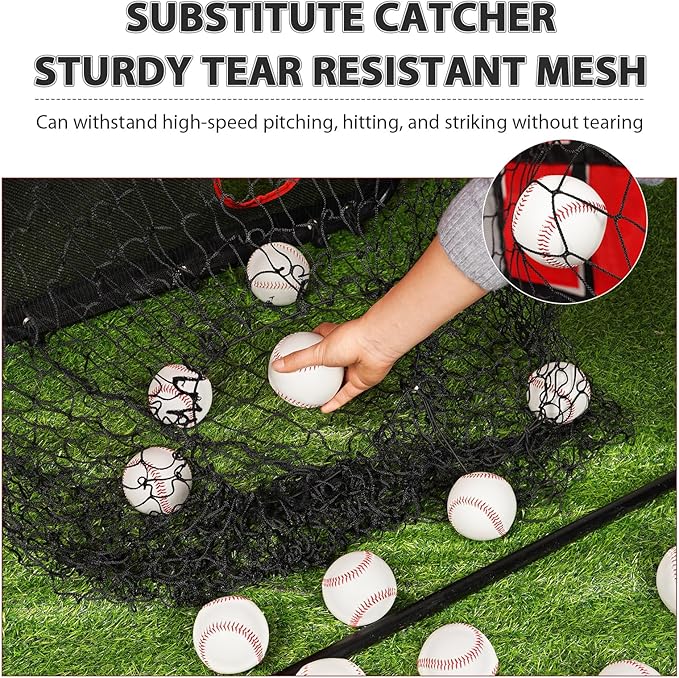 Pitching Net with Strike Zone, 9 Hole Baseball Pitching Target, Portable Softball Baseball Training Equipment with Carry Bag