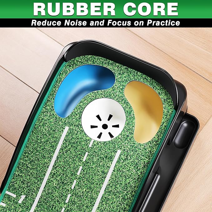 CHAMPKEY Professional Hazard Golf Putting Green Come with Golf Putting Gates and Putting Mirror - Progressive Slope Tech and Noise Reduction Tech Golf Putting Mat