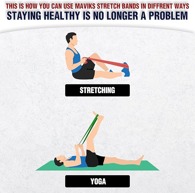 Exercise Resistance Bands for Working Out Set of 5 for Women and Men, Stretch Bands for Exercise, Physical Therapy, Arms Legs Workout, Stretching, Home Fitness-FlexoryFit