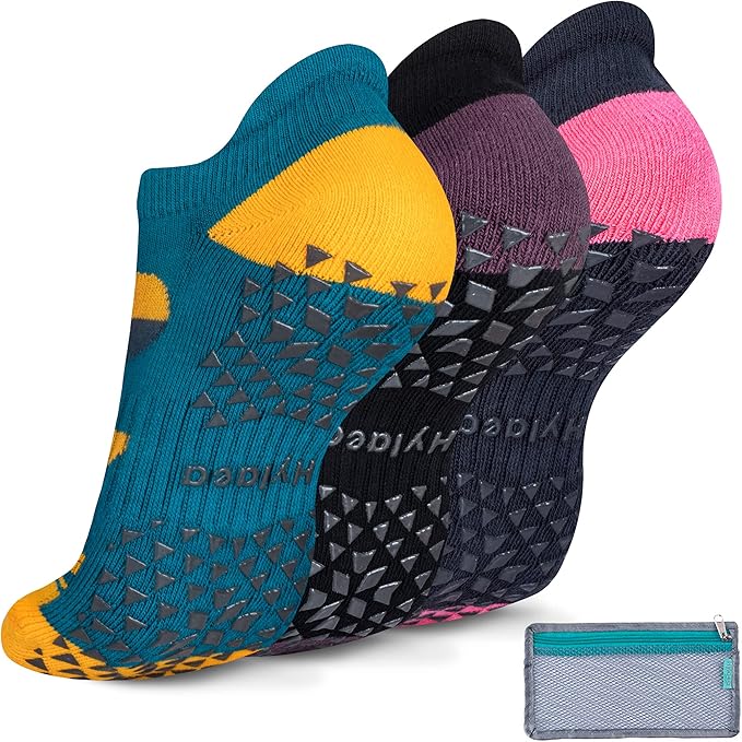 Hylaea Unisex Non Slip Socks with Grip for Yoga, Hospital, Pilates, Barre | Ankle, Cushioned-FlexoryFit