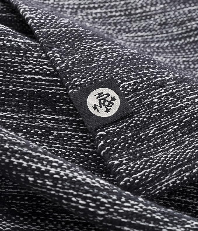 Manduka Shala Yoga Rug 71" - Outdoor Yoga & Meditation | Foldable & Machine Washable | Natural Cotton | Handmade | 71 x 26 inches | Black Heather-FlexoryFit
